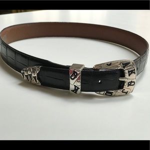 Brighton Onyx Leather Belt w Poker Cards Buckle